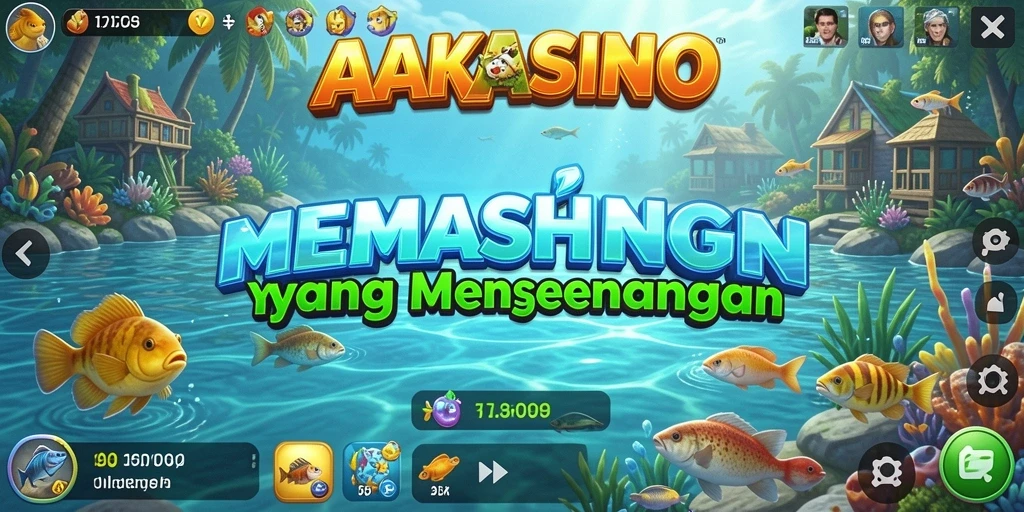 Screenshot AAKASINO menunjukkan gameplay memancing yang seru dan penuh warna.
