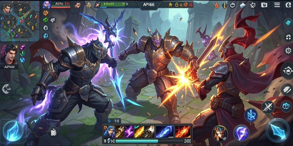 Tampilan gameplay seru API66 dalam arena MOBA.