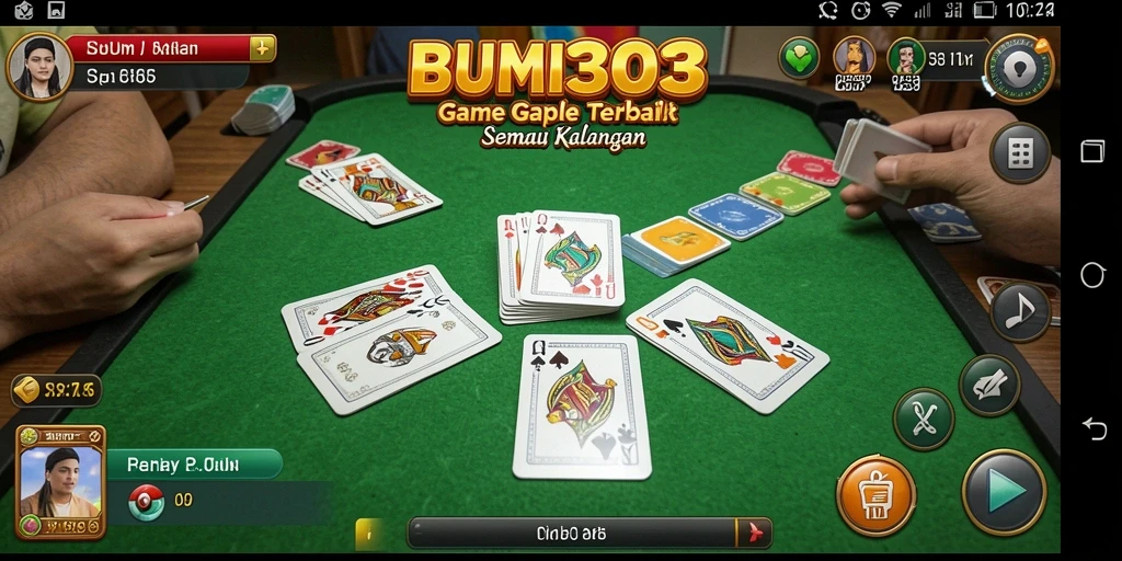 Tampilan gameplay seru BUMI303 dengan suasana Gaple yang khas.