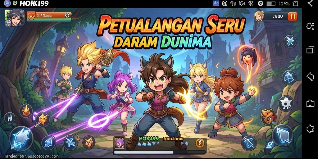 Menampilkan aksi seru dalam gameplay HOKI99 dengan karakter anime.