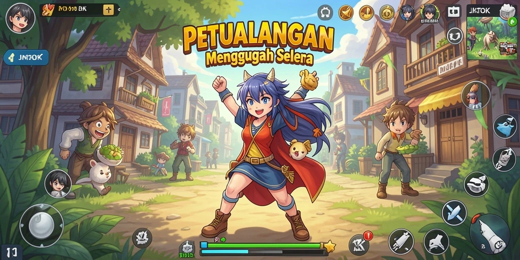 Tampilan seru dalam gameplay JKTOK dengan karakter anime menarik.