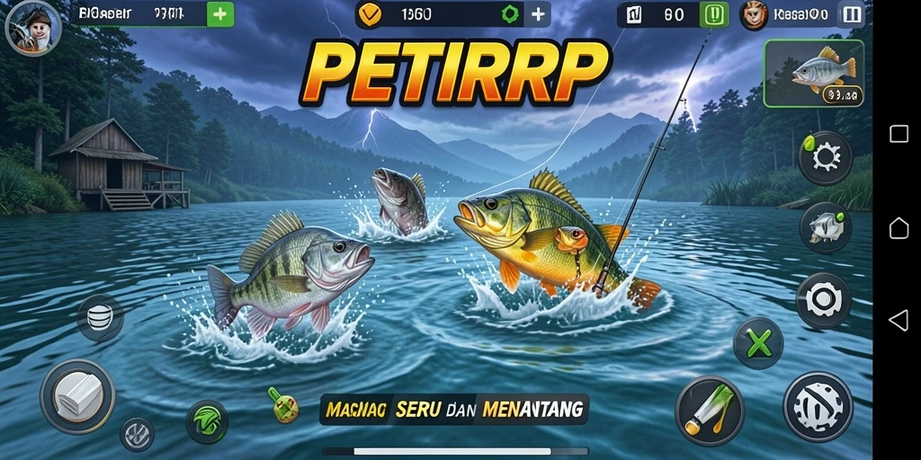 Tampilan screenshot PETIRRP yang menunjukkan aktivitas memancing seru.