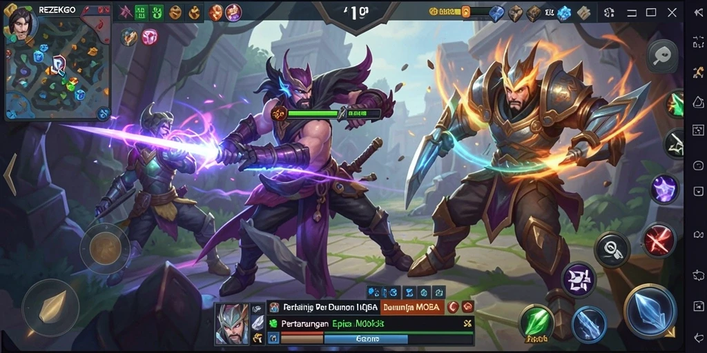 Tampilan gameplay seru dan pertarungan tim di REZEKIGO.