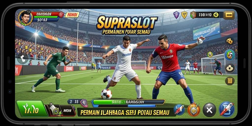 Tampilan gameplay SUPRASLOT yang mendebarkan dan penuh aksi olahraga.