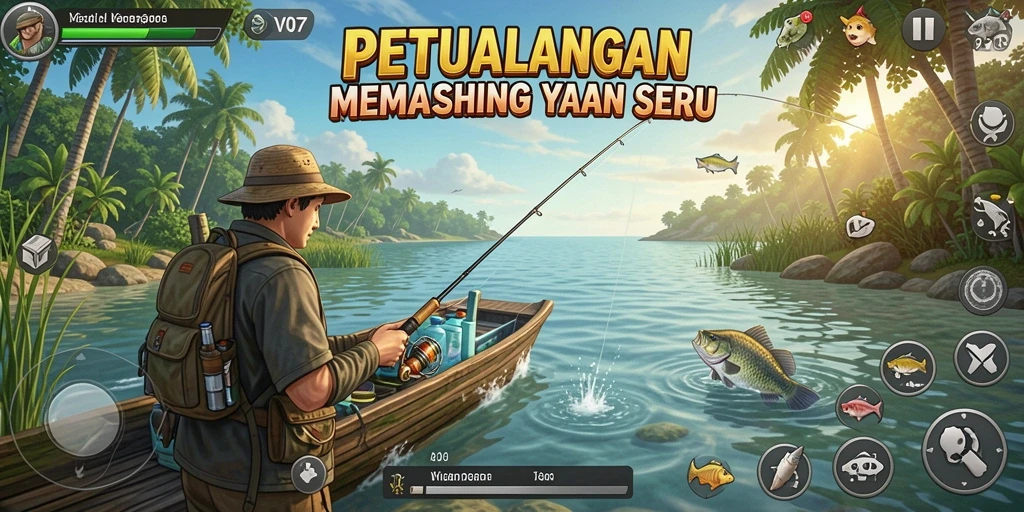 Gameplay memancing seru di V07 dengan tampilan lokasi indah.